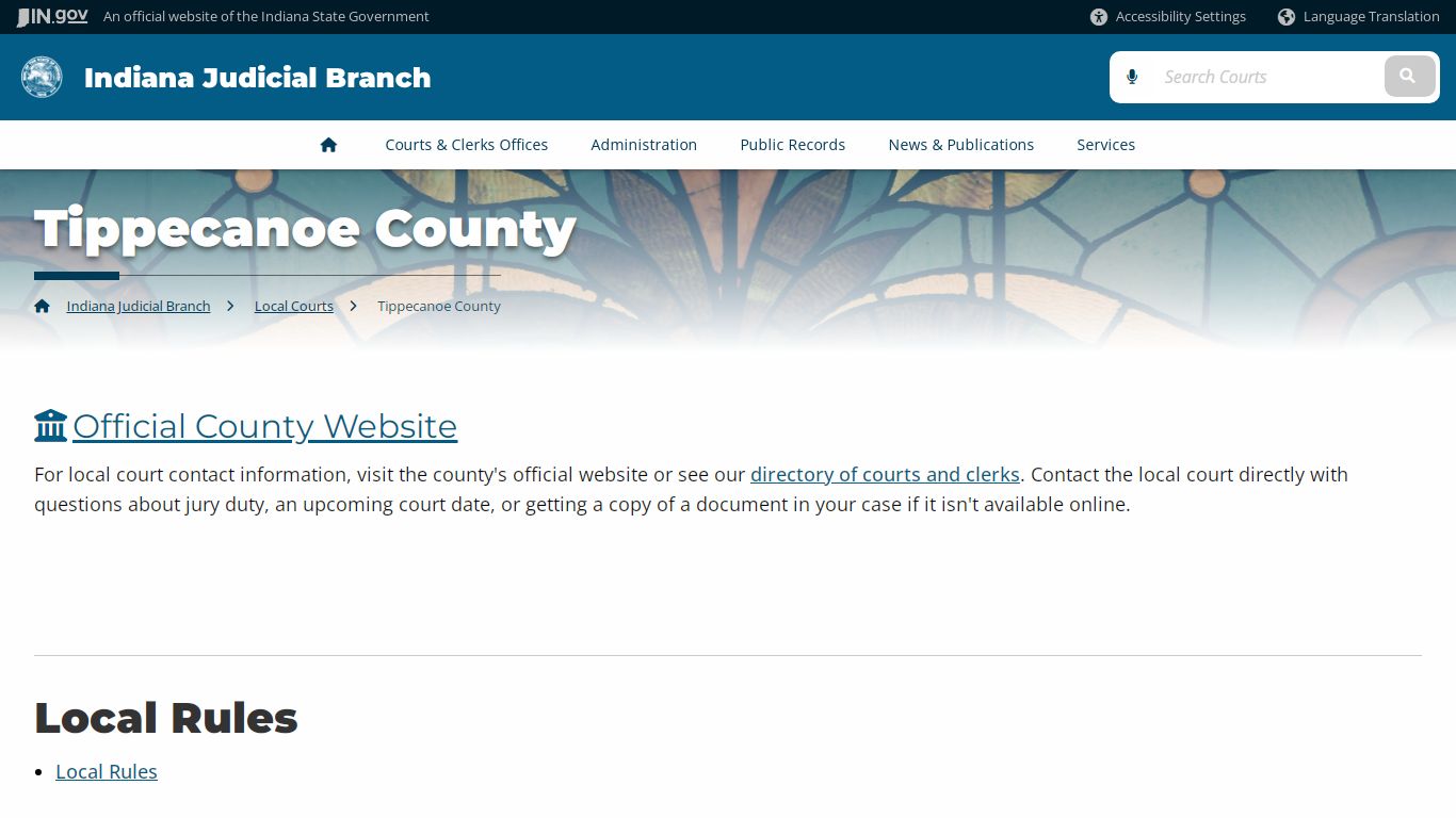Courts: Tippecanoe County